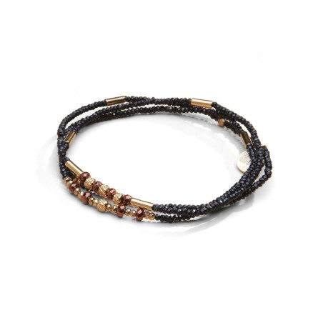 Bracelet 3 tours / collier Tilda hématite marron cuivré | Belle mais pas que