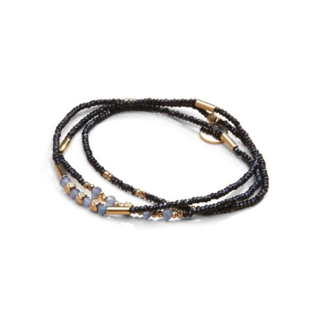 Bracelet élastique 3 tours & collier Tilda agate bleue | Belle mais pas que