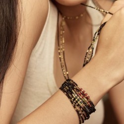 Bracelet élastique 3 tours & collier Tilda agate bleue | Belle mais pas que