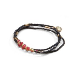 Bracelet 3 tours / collier Tilda agate rouge profond | Belle mais pas que