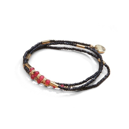 Bracelet 3 tours / collier Tilda agate rouge profond | Belle mais pas que