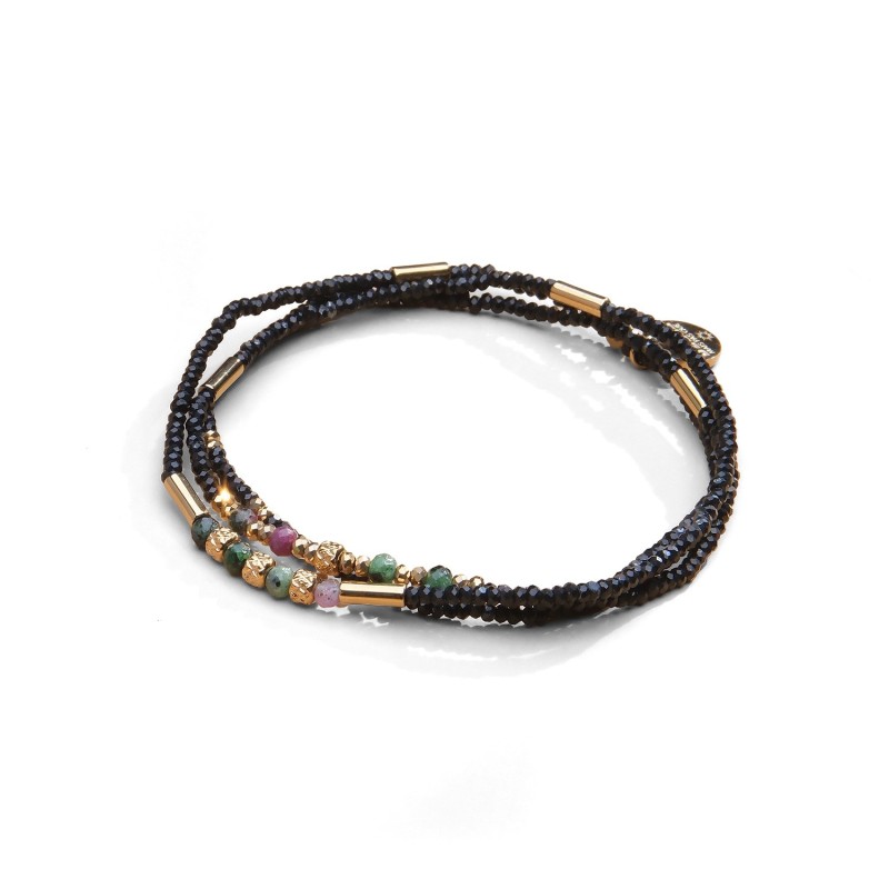 Bracelet élastique 3 tours & collier Tilda rubis zoïste | Belle mais pas que