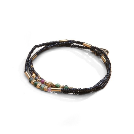 Bracelet élastique 3 tours & collier Tilda rubis zoïste | Belle mais pas que
