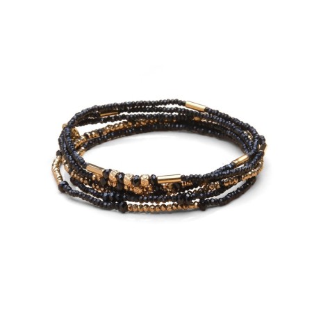 Bracelet élastique 6 tours & sautoir Tilda spinelle noir | Belle mais pas que