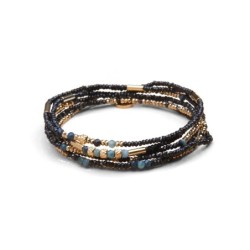Bracelet élastique 6 tours & sautoir Tilda tourmaline bleue | Belle mais pas que
