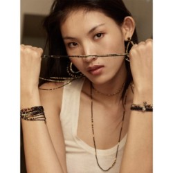 Bracelet élastique 6 tours & sautoir Tilda tourmaline bleue | Belle mais pas que