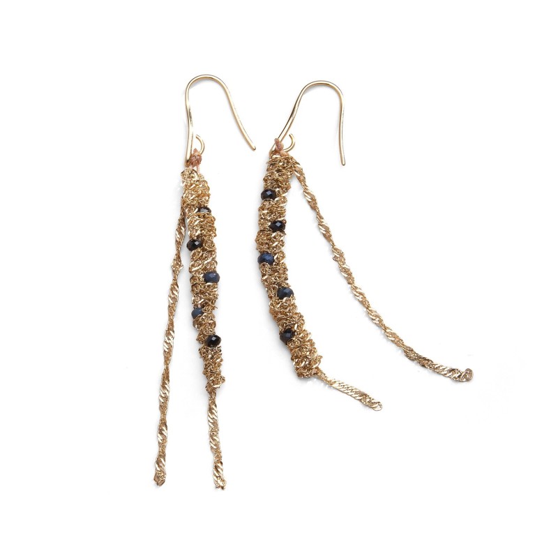 Boucles doreilles Romy spinelle noir & saphir | Belle mais pas que