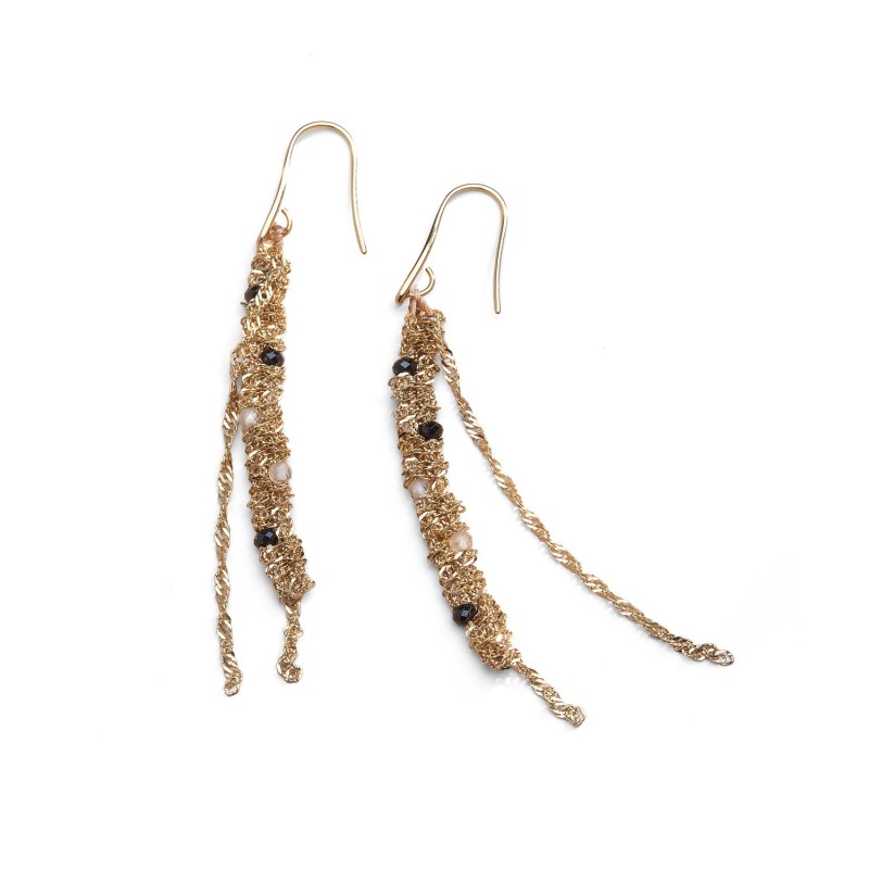 Boucles d’oreilles Romy spinelle noir & zircon jaune | Belle mais pas que
