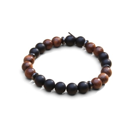 Bracelet Mika wood agate noire mat | Bracelet homme | Belle mais pas que