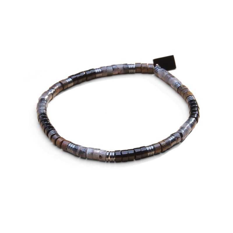 Bracelet Leo labradorite noire, bronzite & onyx | Belle mais pas que