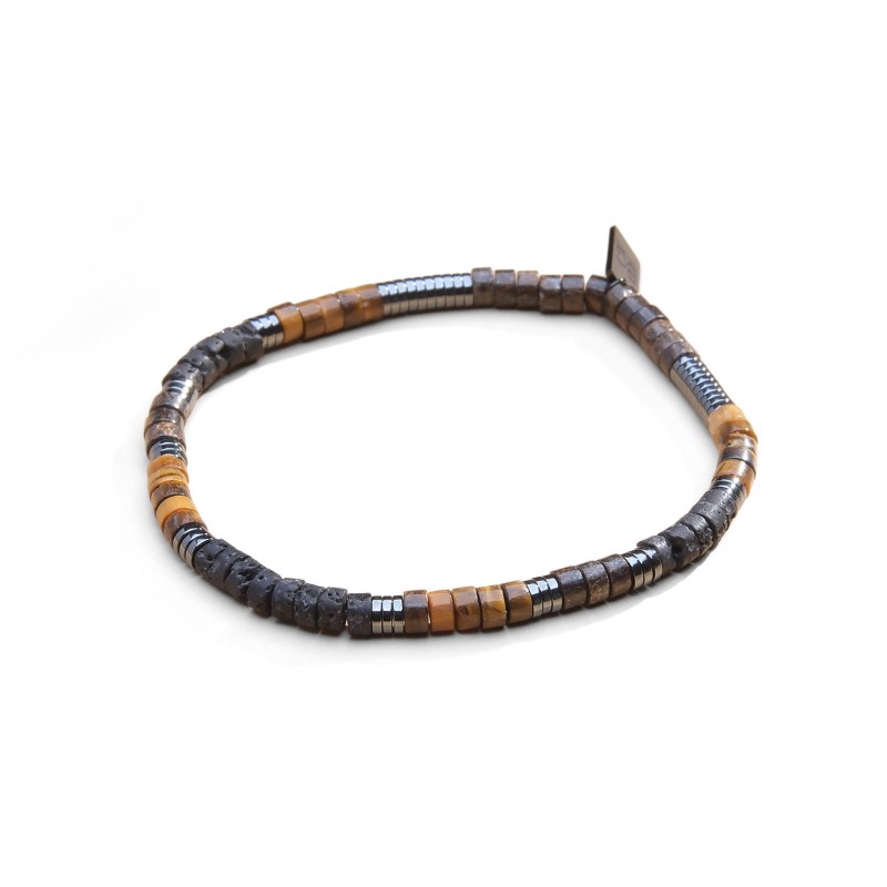 Bracelet Leo il du tigre, bronzite & pierre de lave | Belle mais pas que