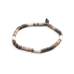 Bracelet Leo jaspe paysage, pierre de rivière & bronzite | Belle mais pas que