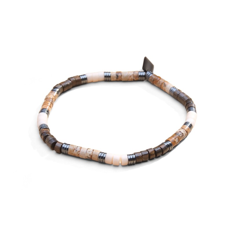 Bracelet Leo jaspe paysage, pierre de rivière & bronzite | Belle mais pas que