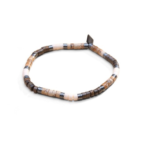 Bracelet Leo jaspe paysage, pierre de rivière & bronzite | Belle mais pas que