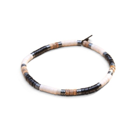 Bracelet Leo jaspe paysage, pierre de rivière & onyx | Belle mais pas que