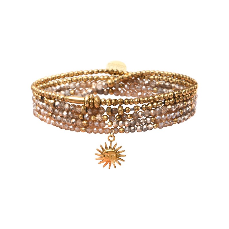 Bracelet Gaby 5 Tours Cristal doré