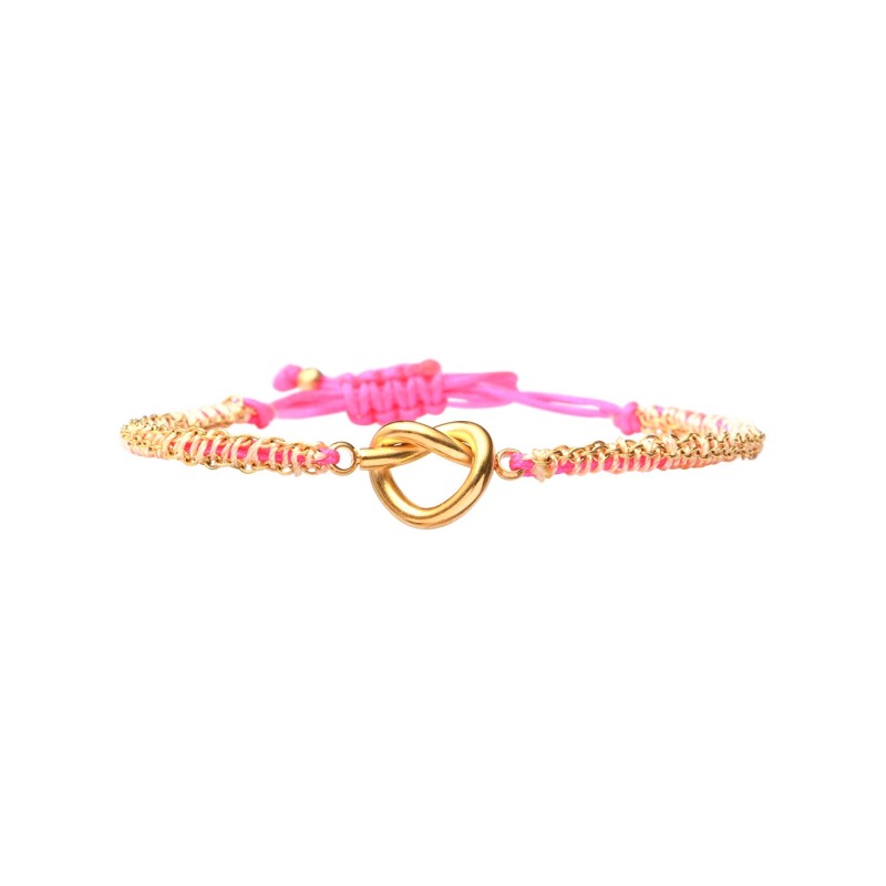Bracelet Lina Nœud cordon rose fluo