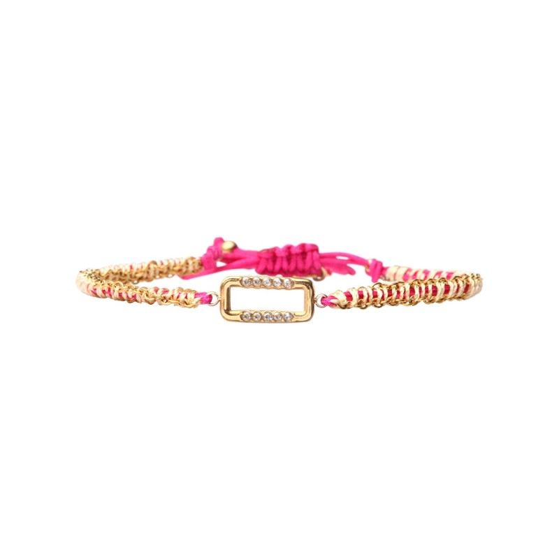 Bracelet Lina Squircle cordon rose