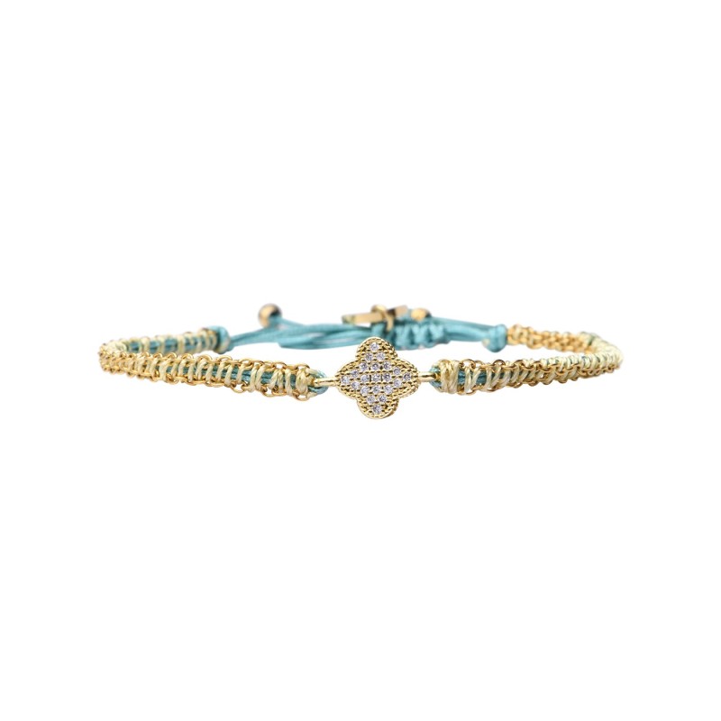 Bracelet Lina Trèfle cordon turquoise