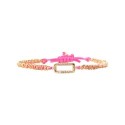 Bracelet Lina Squircle cordon rose fluo