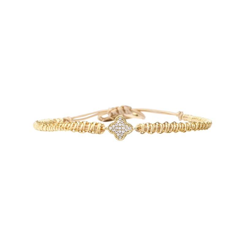 Bracelet Lina Trèfle cordon nude