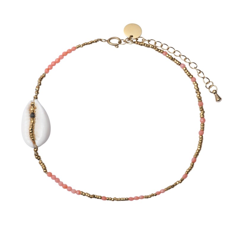 Bracelet de cheville Papeete corail rose