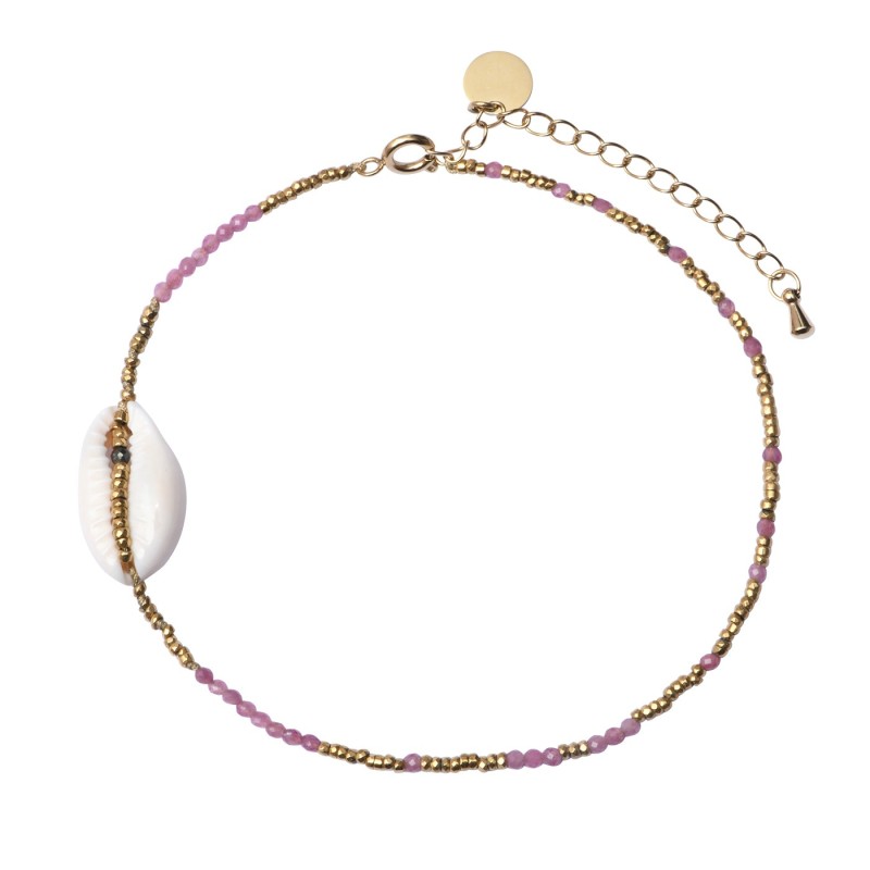 Bracelet de cheville Papeete tourmaline rose