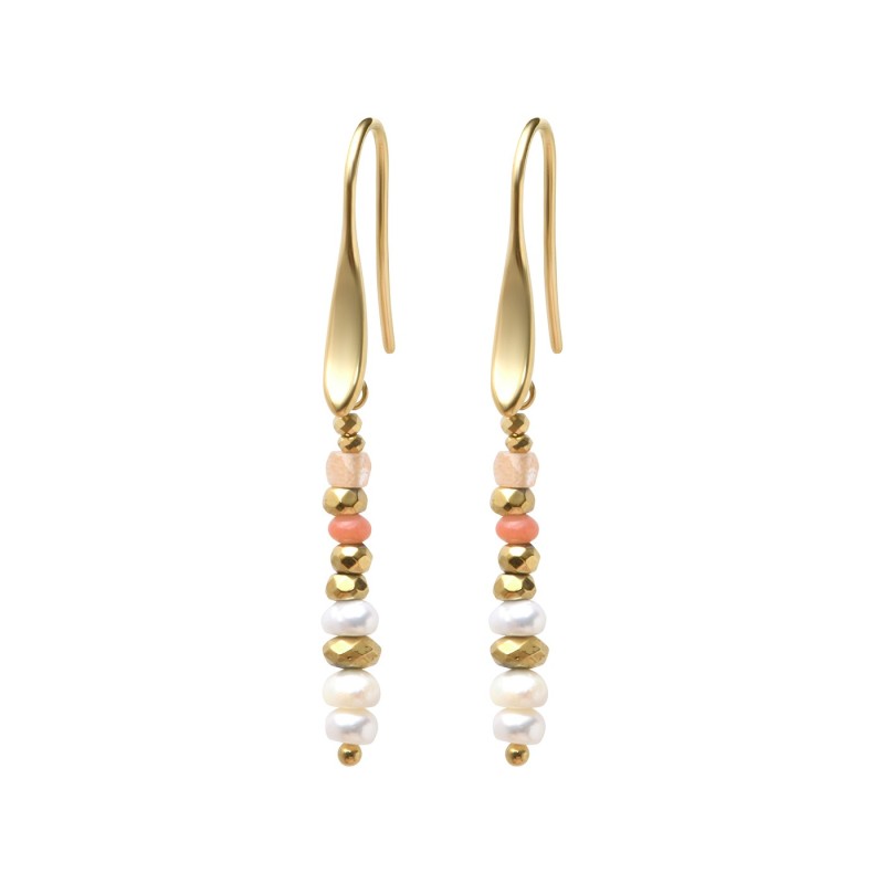 Boucles d'oreilles Teiva corail rose