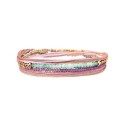 Bracelet 2 tours Solea Nude mica violet, émeraude