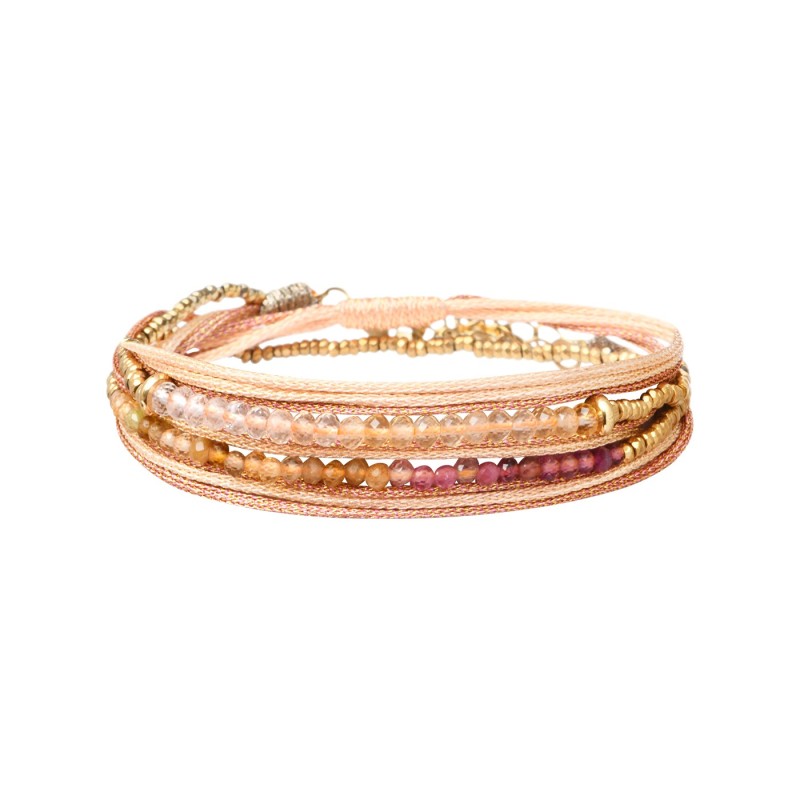 Bracelet 2 tours Solea Nude dégradé de tourmaline
