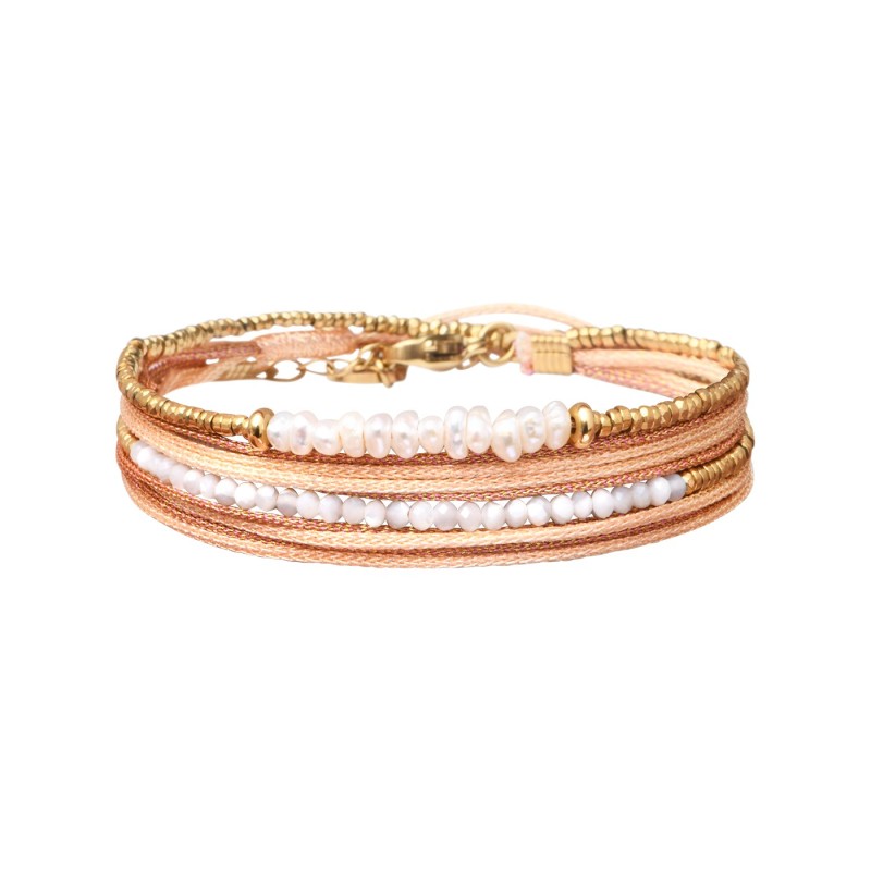 Bracelet 2 tours Solea Nude nacre, perle de culture