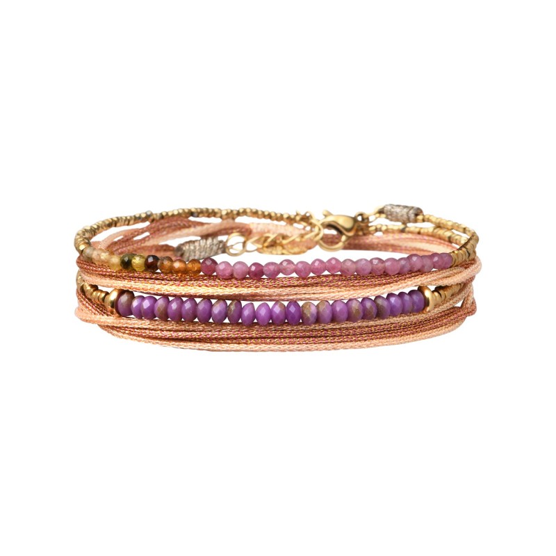 Bracelet 2 tours Solea Nude tourmaline, mica violet