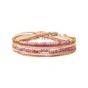 Bracelet 2 tours Solea Nude tourmaline, tourmaline rose