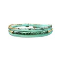 Bracelet 2 tours Solea Turquoise tourmaline bleue, agate verte