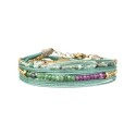 Bracelet 2 tours Solea Turquoise tourmaline bleue, rubis zoïste