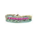 Bracelet 2 tours Solea Turquoise rubis zoïste, jade rose