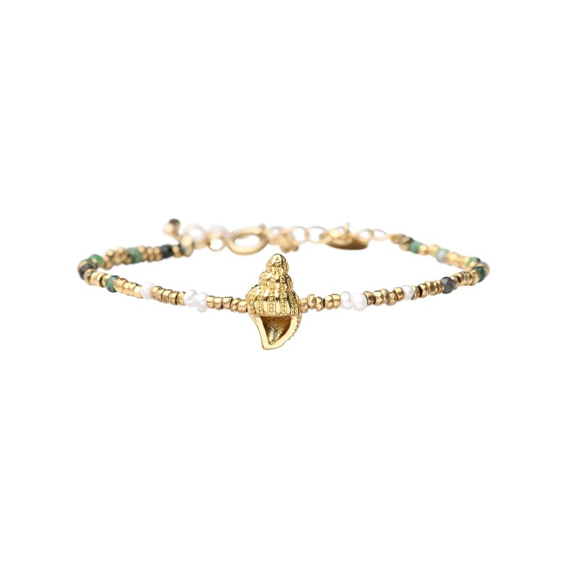 Bracelet Aniata coquillage doré et rubis zoïste