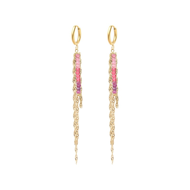 Boucles d'oreilles Solea rubis, cristal rose, tourmaline rose