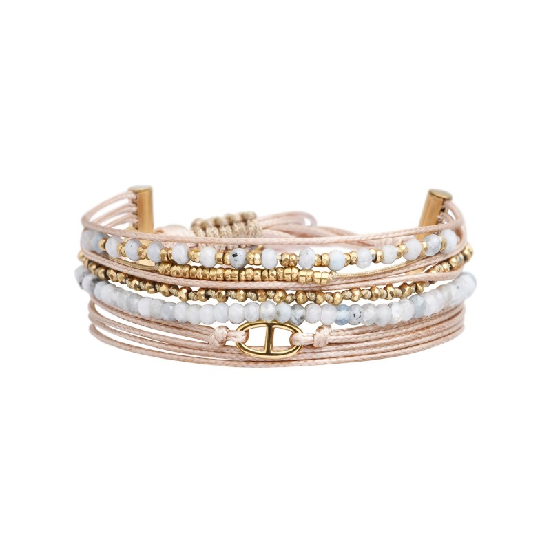Bracelet mulit-rangs Samsara quartz blanc