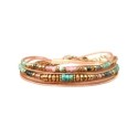 Bracelet Rim 2 Tours jade australienne, tourmaline bleue & cristal rose