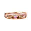 Bracelet Rim 2 Tours pierre de lune rose & mica violet