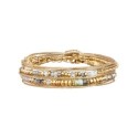 Bracelet RIM nude 2 Tours pierre de lune blanche, tourmaline bleue et turquoise africaine