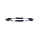 Bracelet Leo élastique lapis lazuli et pierre de rivière