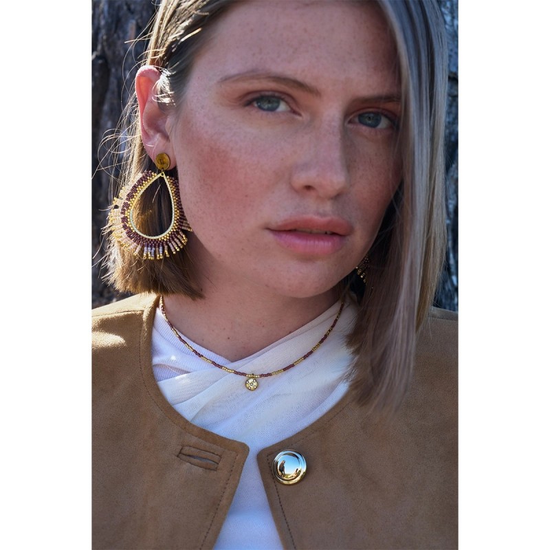 Paire de boucles d'oreilles Maya Bronze couture