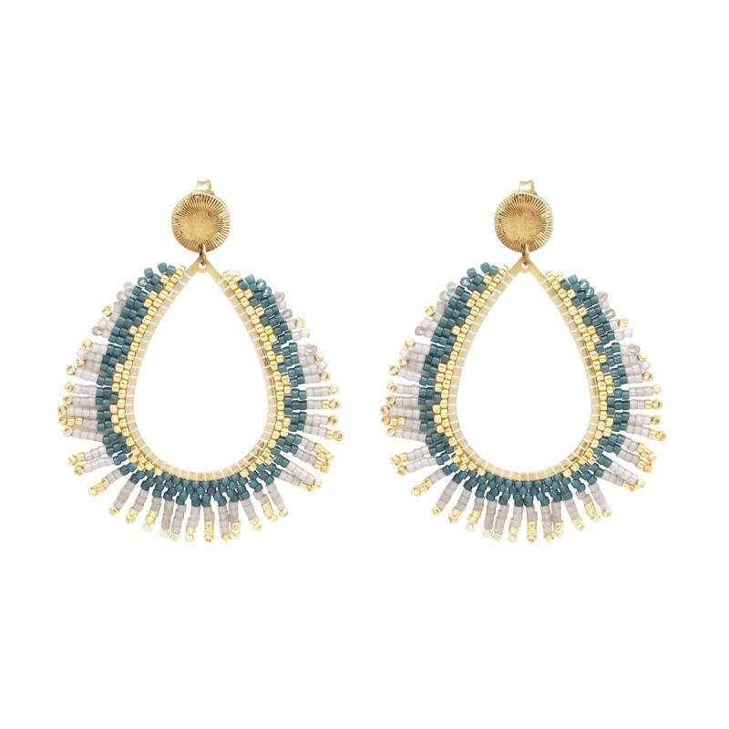 Paire de boucles d'oreilles Maya Émeraude touch