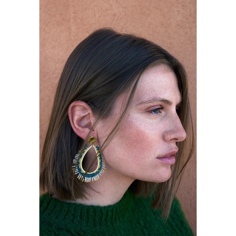 Paire de boucles d'oreilles Maya Émeraude touch