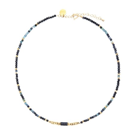 Collier Rim Tourmaline bleue & Spinelle noir