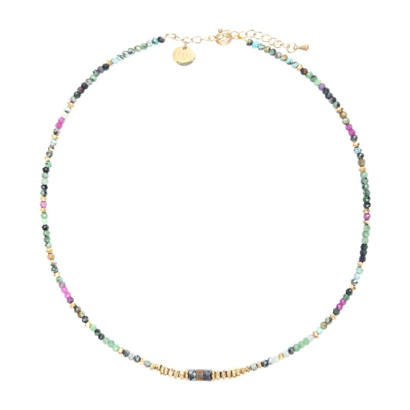 Collier Rim Turquoise africaine & Rubis zoïste
