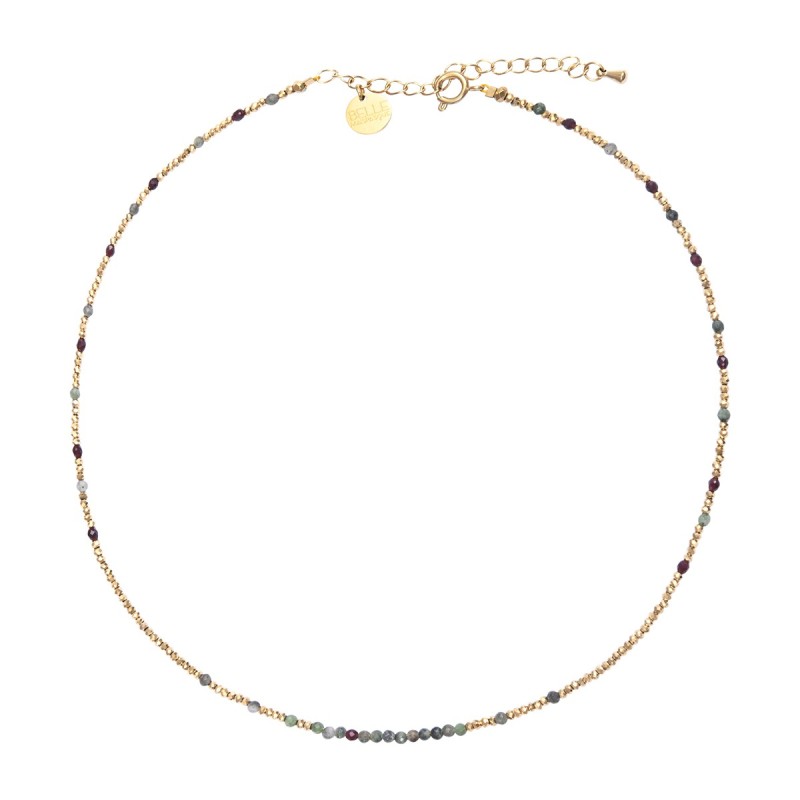 Collier Sarah Tourmaline Verte & Grenat naturel