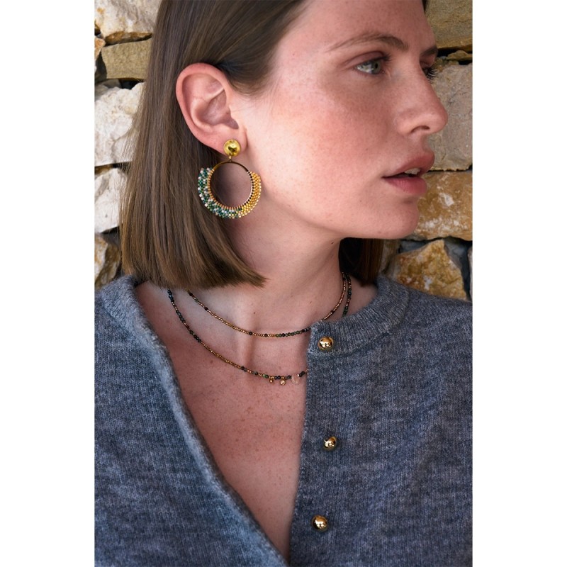 Collier Sarah Tourmaline Verte & Grenat naturel